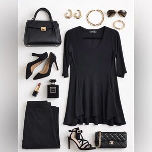 Sympli Black Swing Tunic Dress – Size 6 (Made in Canada)